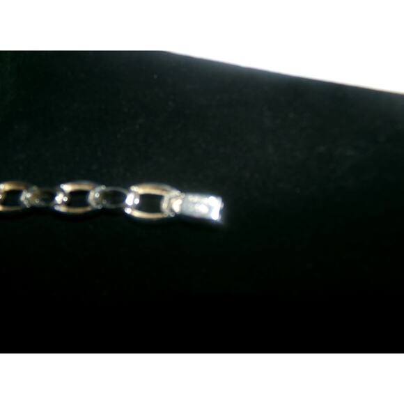 VINTAGE STERLING SILVER & ONYX BRACELET Oval Link Chain link clasp closure - Picture 8 of 16